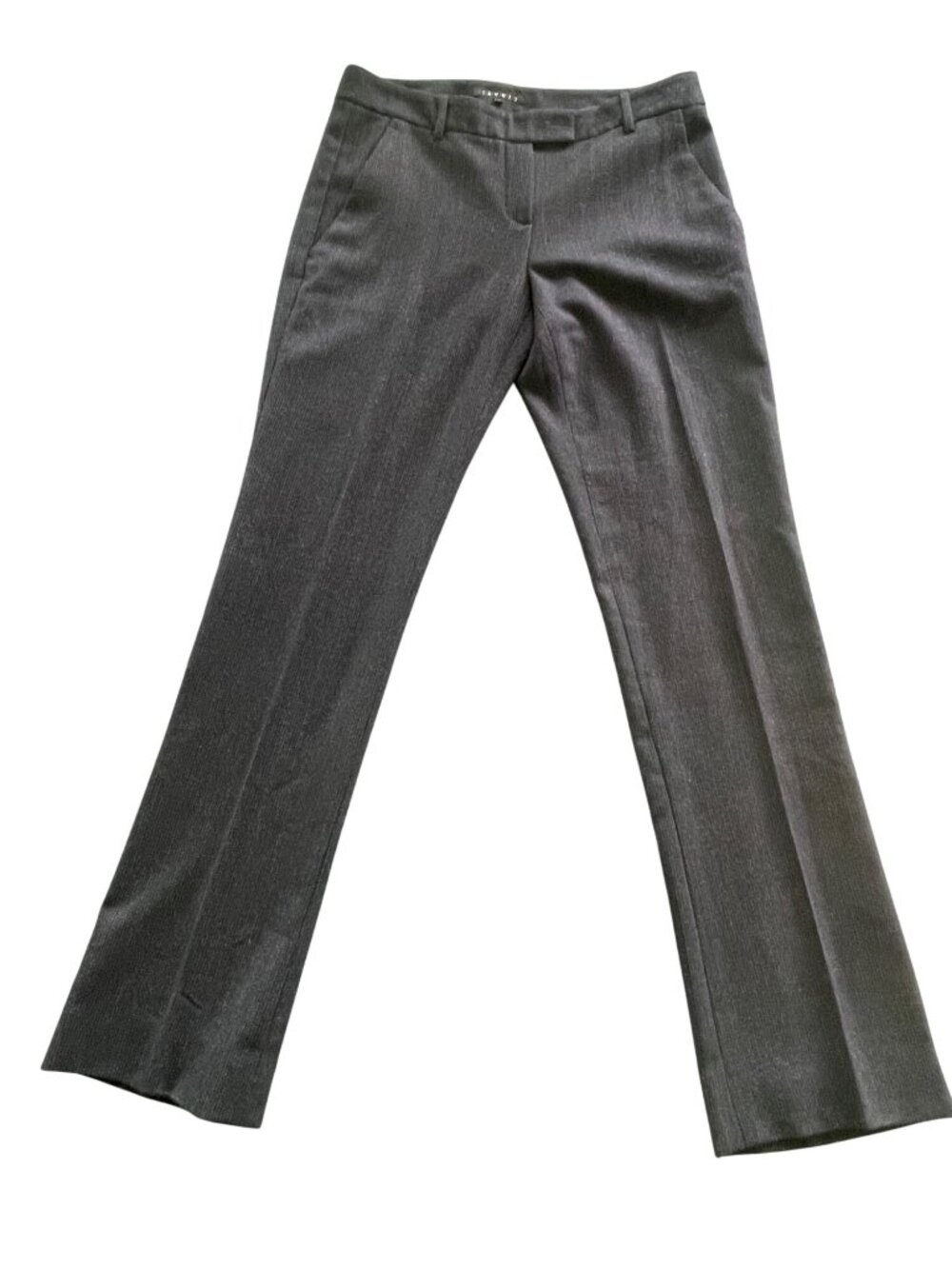 Theory Womens Wool Blend Gray Straight-Leg Trousers Size 8 Made In USA
